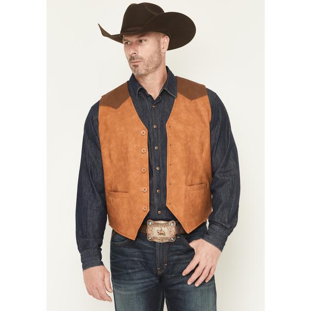 Men's Buckaroo Colorblock Faux Leather Button-Down Vest