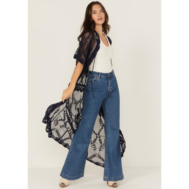 Women's Embroidered Mesh Kimono