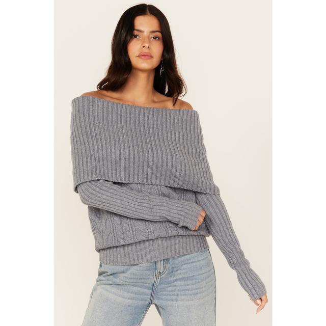 Women's Off The Shoulder Cable Knit Sweater