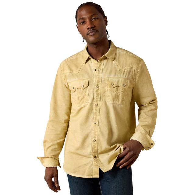 Men's Retro Hartigan Fitted Snap Shirt in Off White