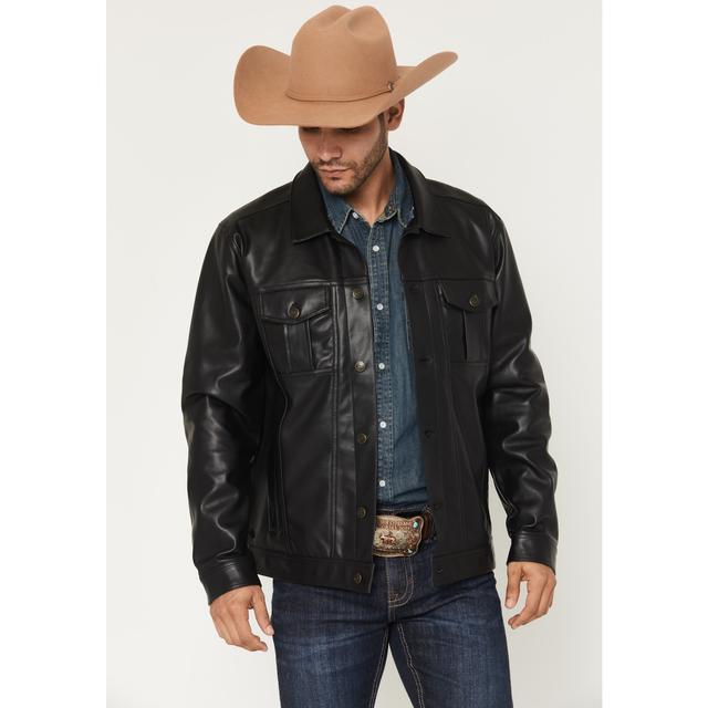 Men's Ozark Distressed Button-Down Leather Jacket