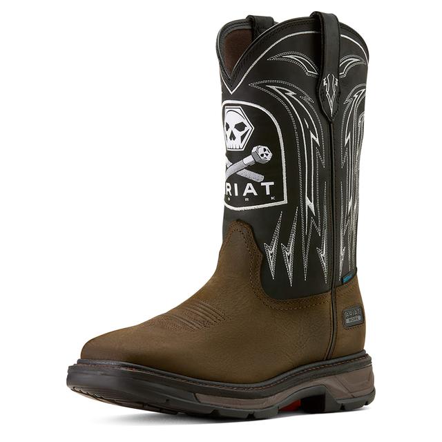 Men's WorkHog XT Bolt Skull Waterproof Wide Square Toe Work Boots in Iron Coffee Black