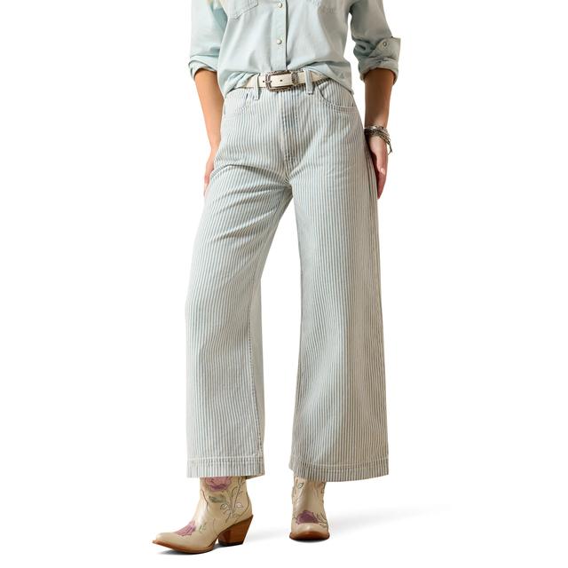 Women's Ultra High Rise Jazmine Wide Leg Jeans in Blue & White Denim Stripe Regular by Ariat