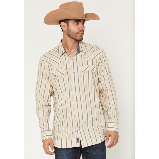 Men's Archive Dobby Striped Print Long Sleeve Snap Western Shirt