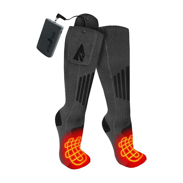 Men's Wool 3.7V Rechargeable Heated Crew Socks