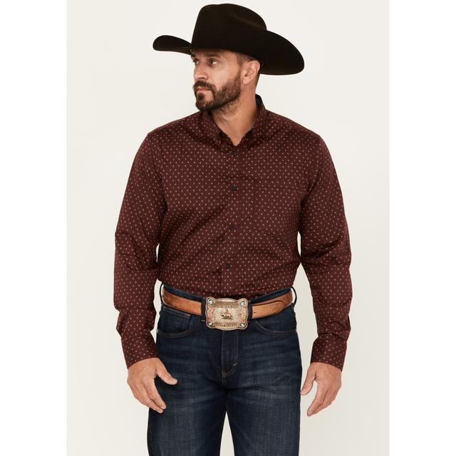 Men's Williams Mini Floral Print Long Sleeve Button-Down Stretch Western Shirt