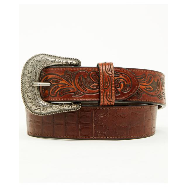 Men's Alligator Print Leather Belt