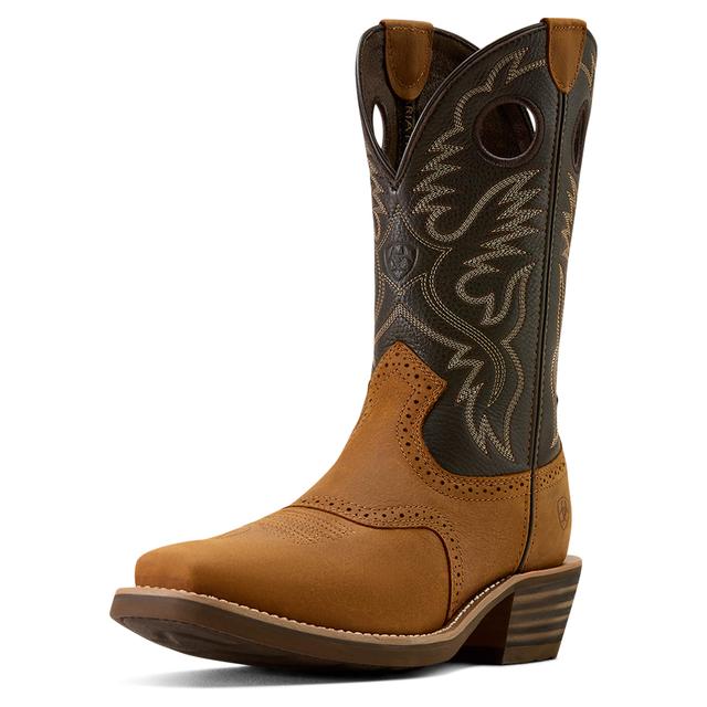 Men's Heritage Roughstock Square Toe Cowboy Boots in Status Brown Chocolate Smoke