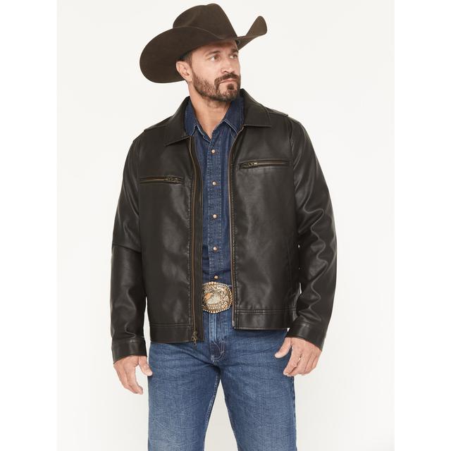 Men's Faux Leather Moto Jacket - Tall