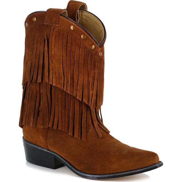 Girls' Double-Fringe Western Boots - Snip Toe