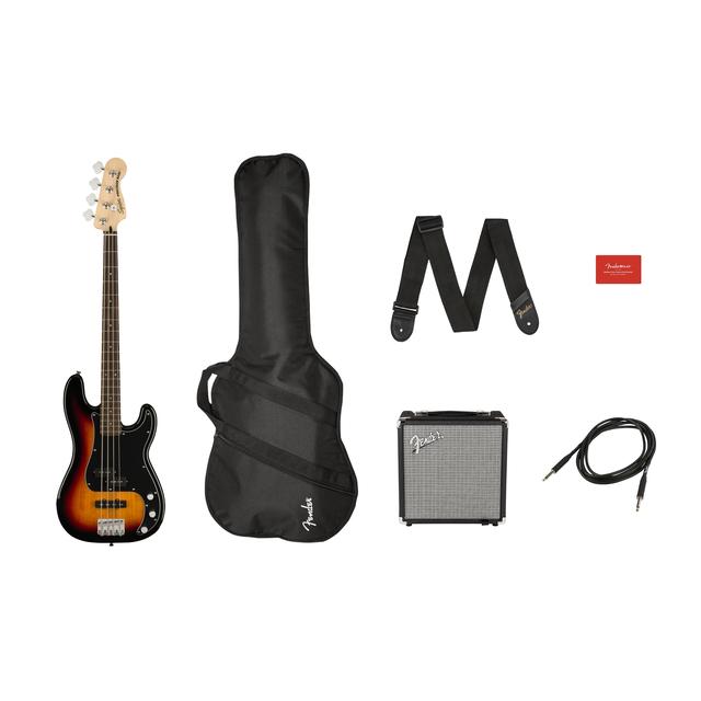 Affinity Series Precision Bass PJ Pack, Laurel Fingerboard, 3-Color Sunburst, Gig Bag, Rumble 15 - 120V