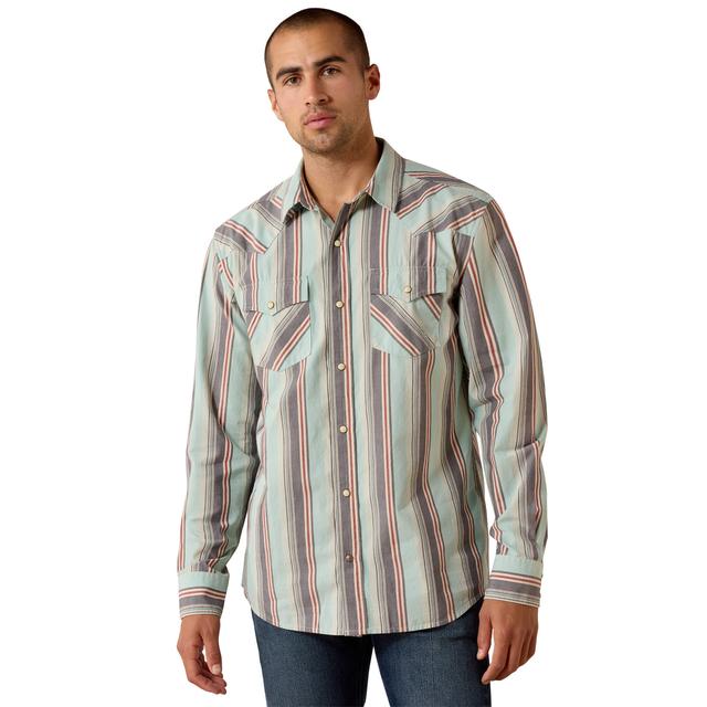 Men's Retro Hesperus Fitted Snap Shirt in Aquifer Plaid