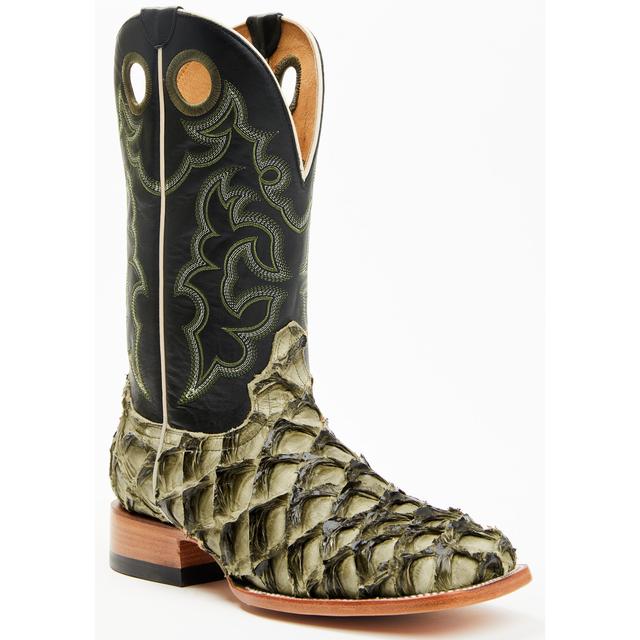 Men's Malaga Exotic Pirarucu Western Boots - Broad Square Toe