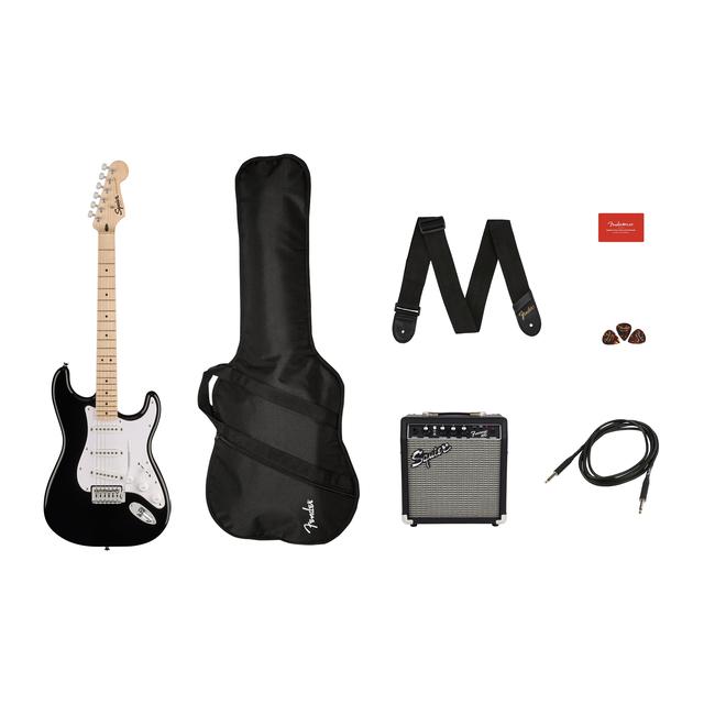 Squier Sonic Stratocaster Pack, Maple Fingerboard, Black, Gig Bag, 10G - 120V