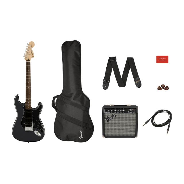 Affinity Series Stratocaster HSS Pack, Laurel Fingerboard, Charcoal Frost Metallic, Gig Bag, 15G - 120V