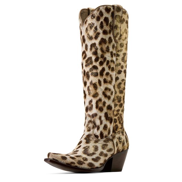 Women's Casanova X Toe Western Boots in Gilded Leopard Hair On Leather