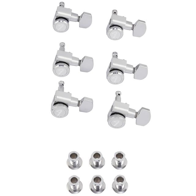 Locking Stratocaster/Telecaster Staggered Tuning Machines (Polished Chrome) (6)