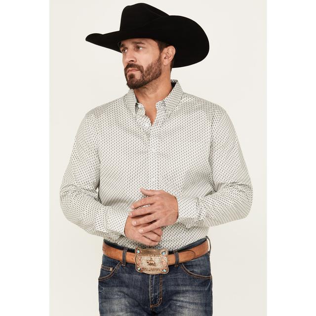 Men's Stirling Geo Print Long Sleeve Button-Down Stretch Western Shirt