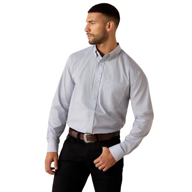 Men's Wrinkle Free Leandro Classic Fit Shirt in Weathervane Abstract Print