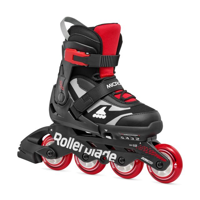 Microblade Kid's Adjustable Fitness Inline Skate, Black and Red, Junior, Youth Performance Inline Skates