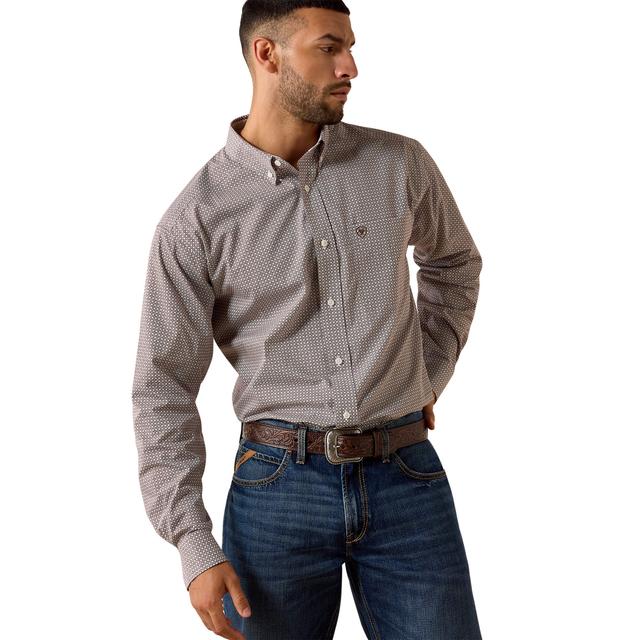 Men's Wrinkle Free Alden Classic Fit Shirt in Chestnut Geo Print
