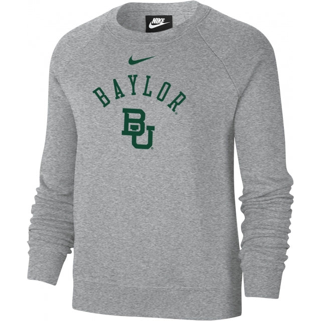 Women's Baylor Bears Grey Varsity Arch Logo Crew Neck Sweatshirt