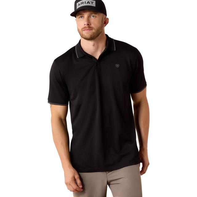 Men's Logo Fitted Polo Shirt in Black