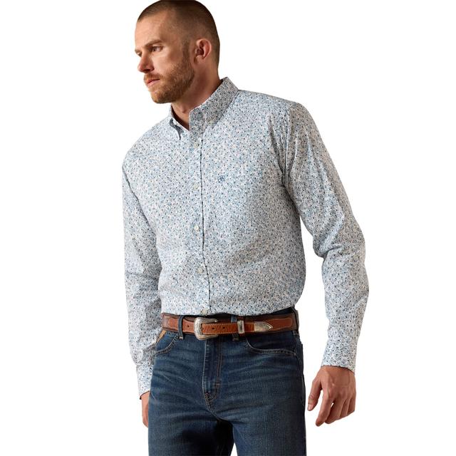 Men's Jennings Fitted Shirt in White Vine Floral