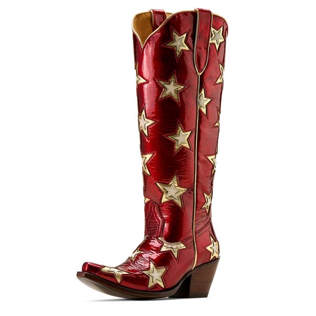Women's Casanova Star X Toe Cowgirl Boots in Cherry Heat