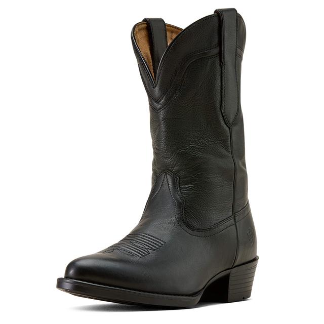 Men's Easton R Toe Cowboy Boots in Eclipse Black