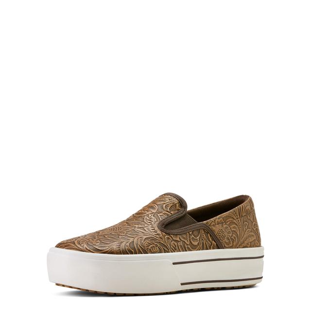 Women's Skylar Slip On Shoe in Brown Floral Emboss
