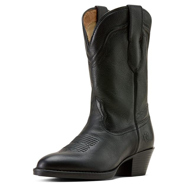 Women's Easton R Toe Cowgirl Boots in Velvety Black