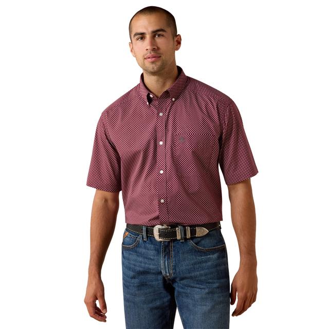 Men's Pippin Classic Fit Shirt in Maroon Banner Geo Print