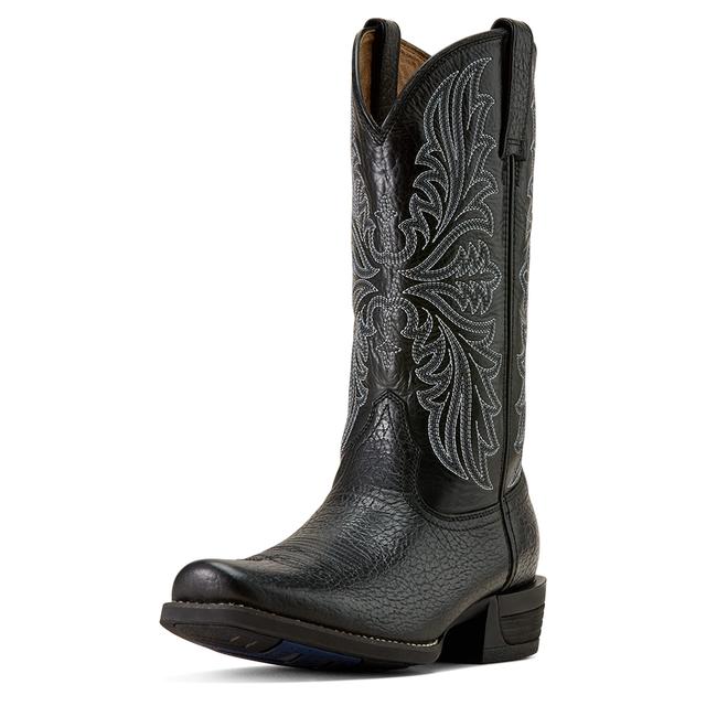 Men's Hustler Narrow Cutter Toe Cowboy Boots in Black Adobe Cask Black