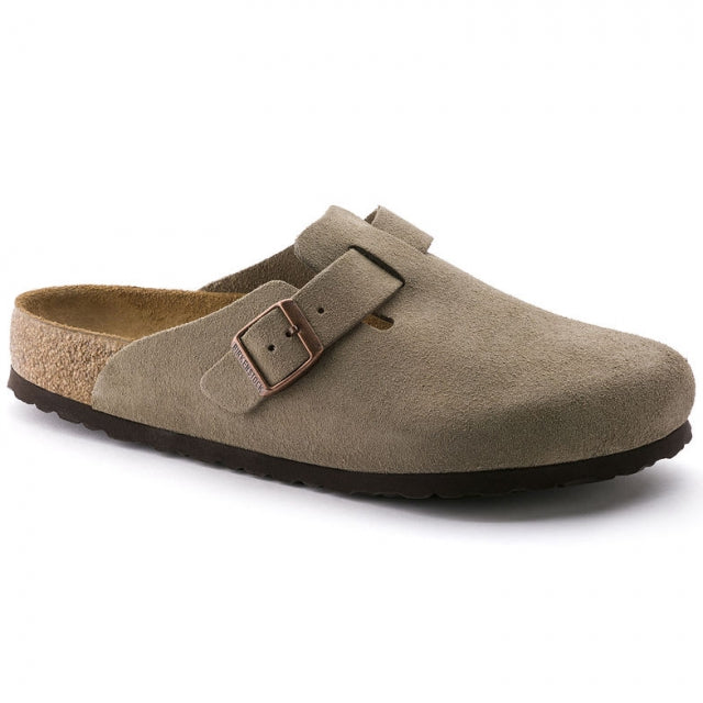 Birkenstock Boston Taupe Suede Soft Footbed Sandal 0560771/0560773 - Taupe / 41 / R