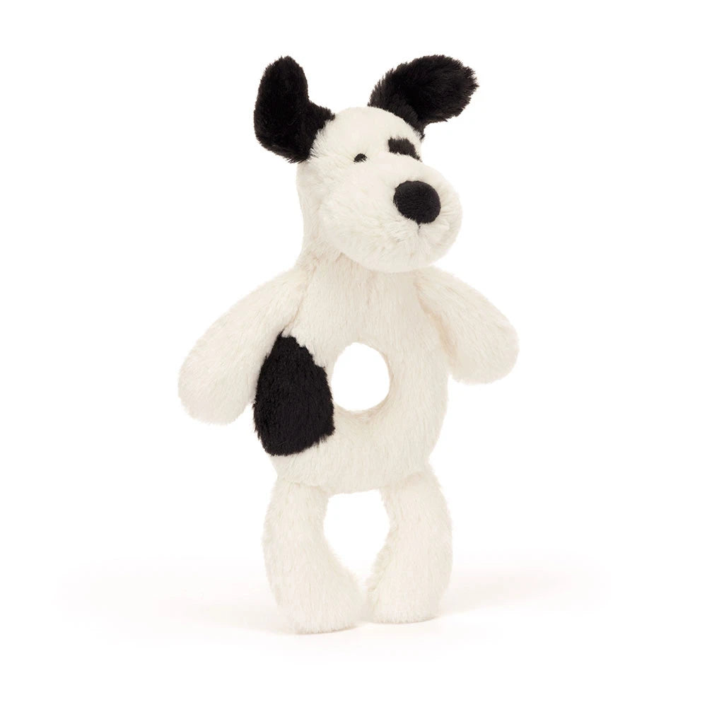 Bashful Blk & Cream Puppy Ring Rattle