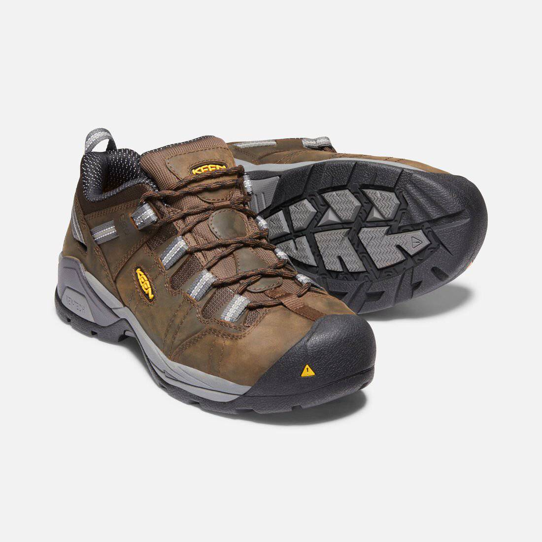 Keen Men's Detroit ESD Low XT Steel Toe Cascade Brown Gargoyle - Brown/Steel / 8.5 / EE