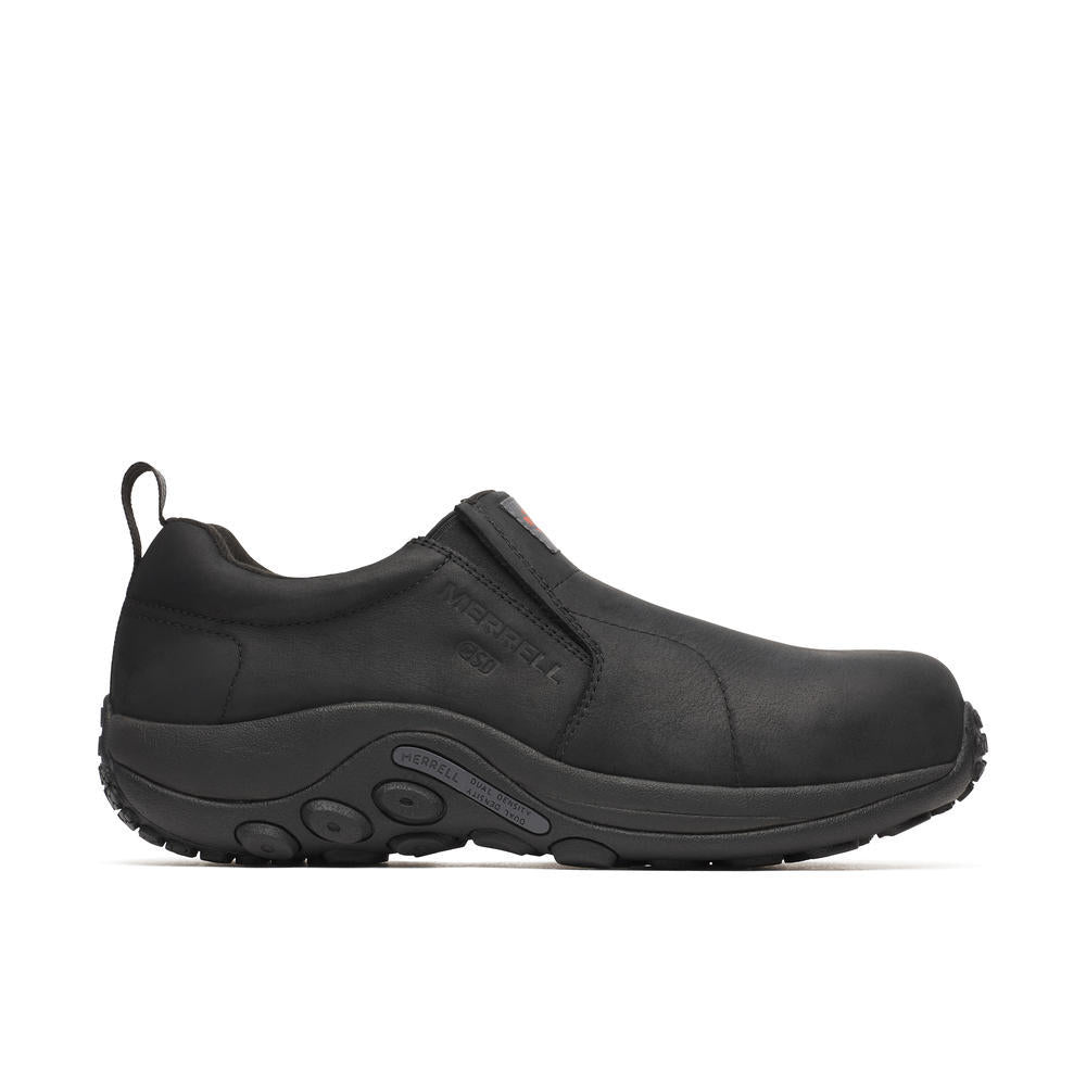 Merrell Men's Jungle Moc Leather Hi-Vis Carbon Fiber Static Dissipative 10 Low Black - Black / 9.5 / W