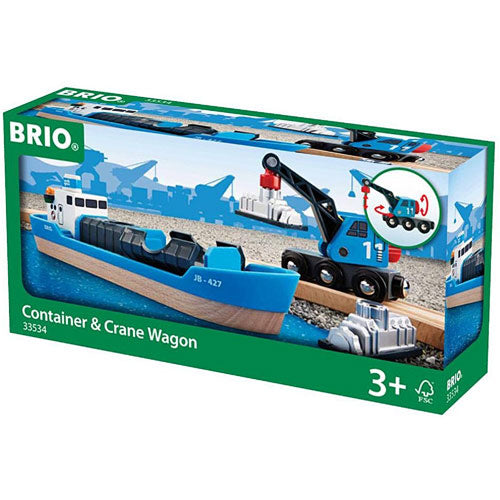 BRIO CONTAINER AND CRANE WAGON