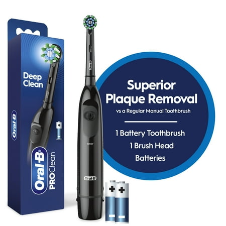 Oral-B ProClean CrossAction, Battery Powered Electric Toothbrush, Black for Adults and Children 3+