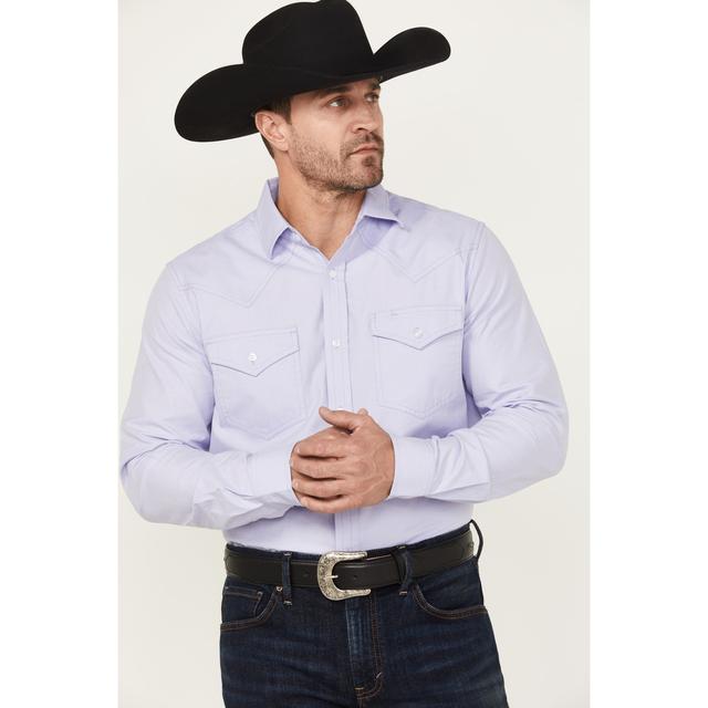 Black 1978 Men's Lawman Solid Long Sleeve Button-Down Western Shirt