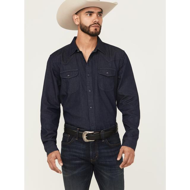 Black 1978 Men's Mamba Dark Wash Denim Long Sleeve Button-Down Western Shirt